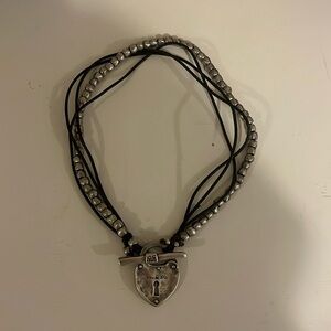 Uno de 50 silver and leather heart toggle necklace and matching bracelet